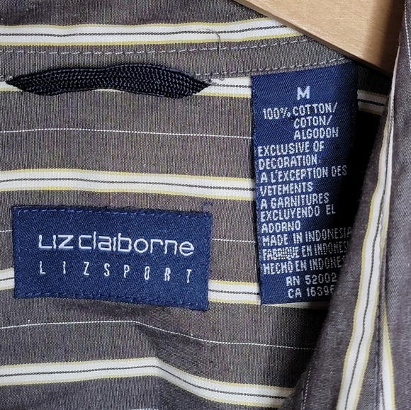 Liz Claiborne LizSport | Gray & White Button Up Shirt Size Medium - Picture 3 of 5